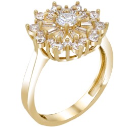 Χρυσό δαχτυλίδι ροζέτα Κ14 με ζιργκόν